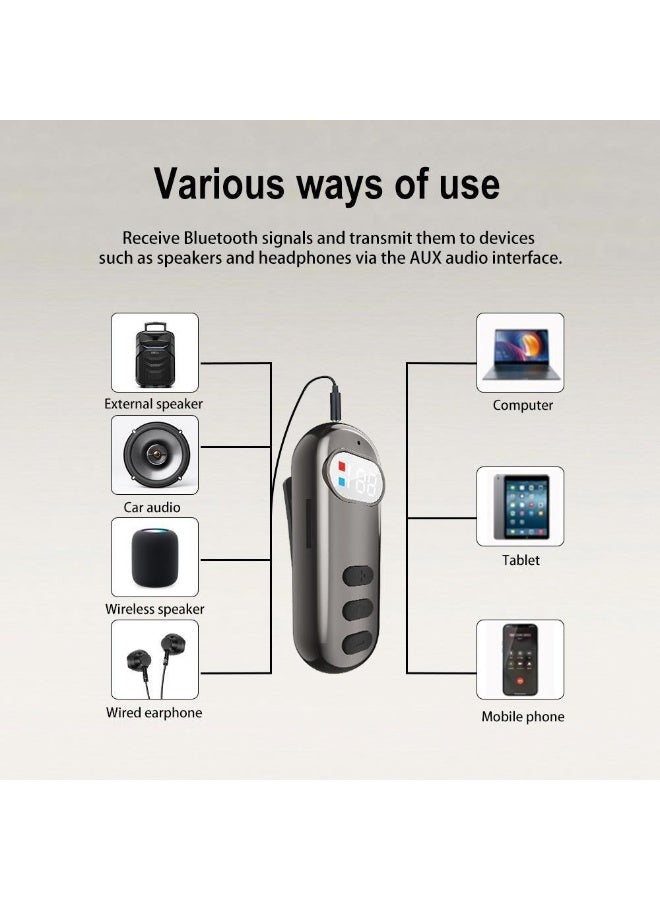 Bluetooth 5.4 Wireless Headset Retractable Earbuds Hands-Free Calling Audio Receiver with LED Display & Mic for Business & Sports - Image 4